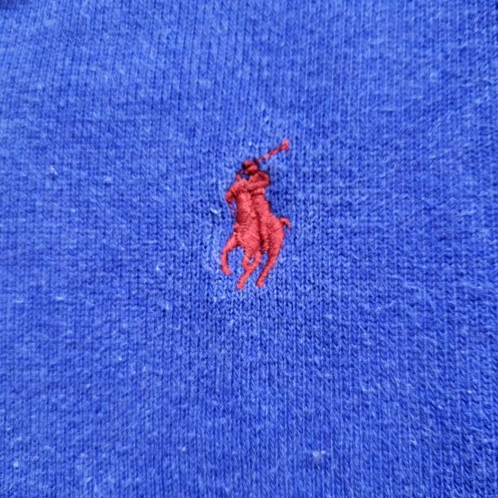 Polo Ralph Lauren Men Sweatshirt‎ XL Blue Jersey 1/4 Zip Logo Pullover